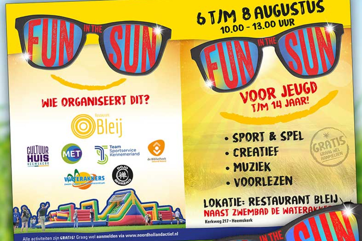 Poster van Fun in the Sun met zonnebril en felle kleuren