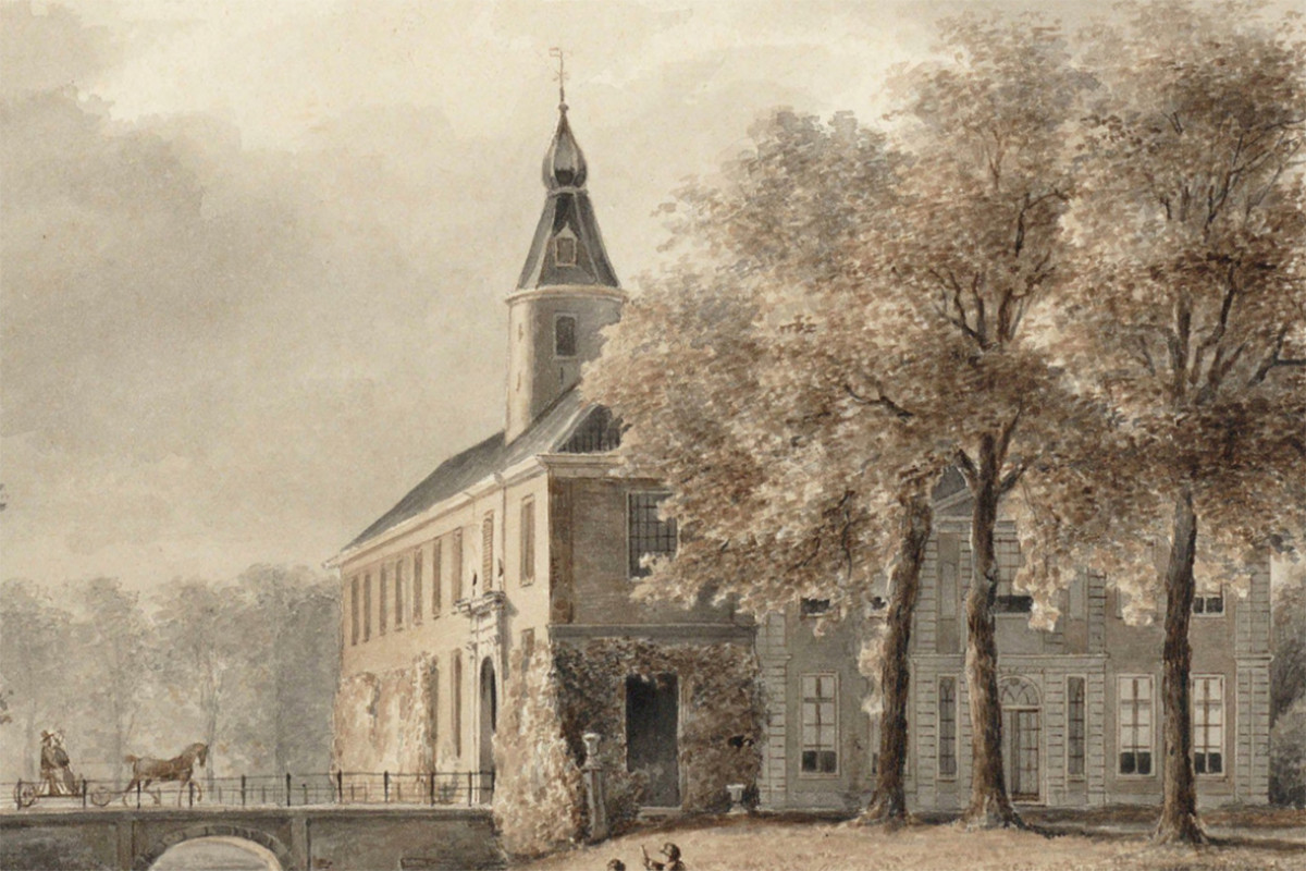 Oude tekening in bruin tinten van Chateau Marquette