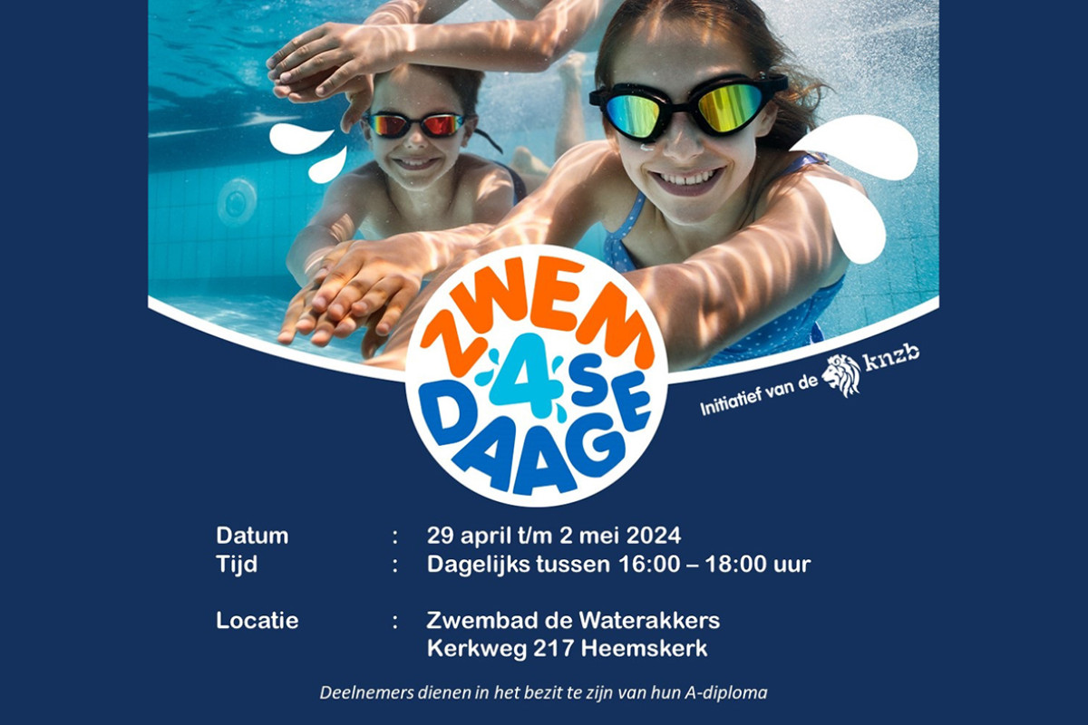 Affiche met kinderen die onderwater zwemmen voor de zwem4daagse